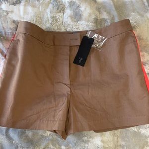 Tinley Road Women’s SZ S Khaki Shorts with Neon Orange Ribbon Side Stripes NWT